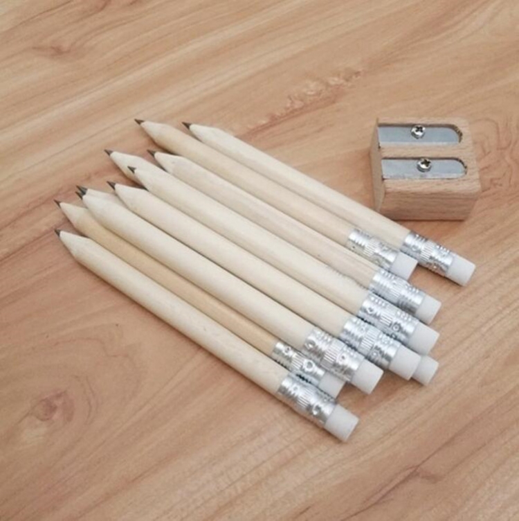 

12 PCS Sharpened Pencil Round Writing Pen Wooden Student Stationery with Eraser, Lead Hardness:HB(Wood)