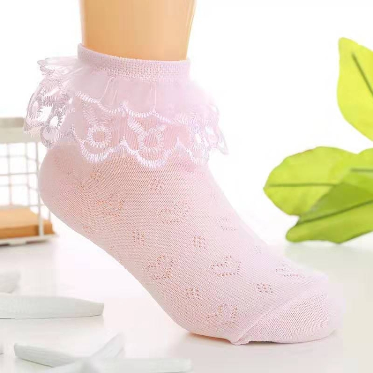 

3 Pairs Lace Spring Autumn SummerToddlers Candy Dance Baby Girls Socks, Size:20-22cm(Pink)