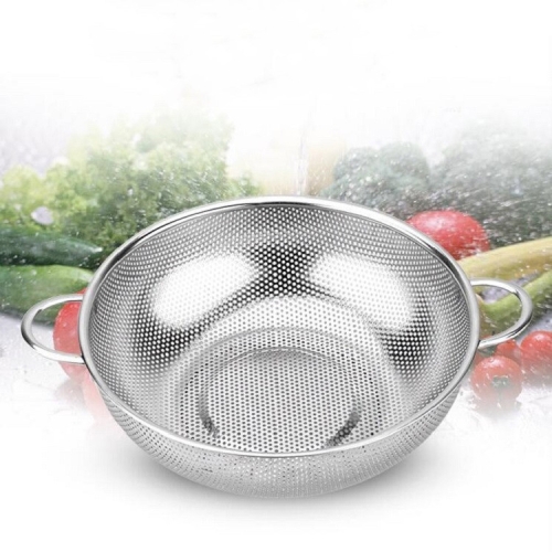 

3 PCS Stainless Steel Round Wash Basket Binaural Wash Rice Basket Drain Basin, Inner Diameter:25cm