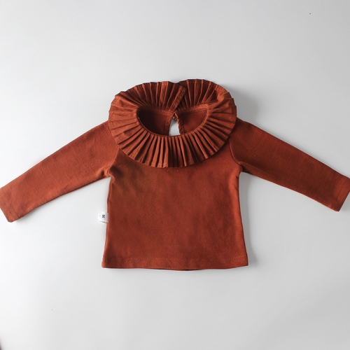 

Spring and Autumn Hundred Folded Lotus Leaf Baby Shirt, Height:66cm(Brown)