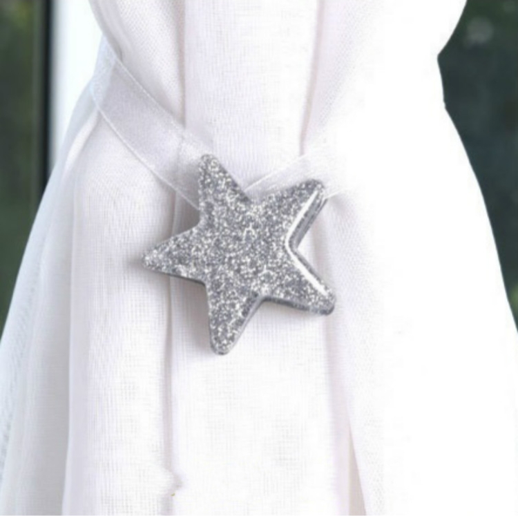 

2 PCS Luck Star Magnetic Curtain Buckle Star Curtain Broach(Sliver)