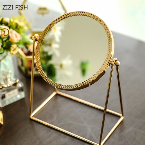 

Desktop Decor Mirror With Portable Cosmetic Mirror Espejos Decorativos, Style:Round