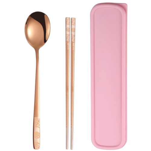 

Stainless Steel Tableware Student Office Worker Portable Tableware Set, Specification:2 PCS / Set, Color:Rose Gold