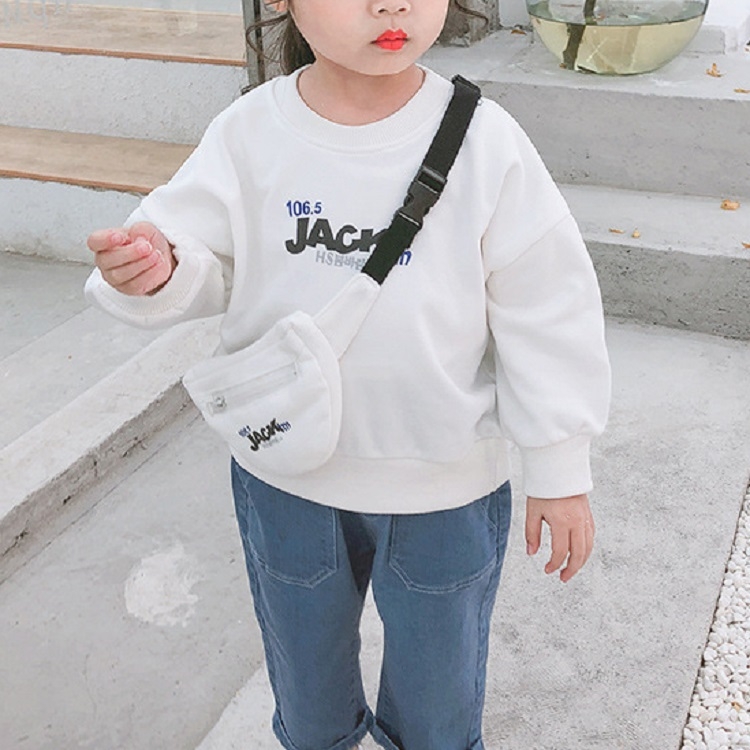 

Spring and Autumn Letter Print Long Sleeve Sweet Girl Sweater with Crossbody Bag(White)