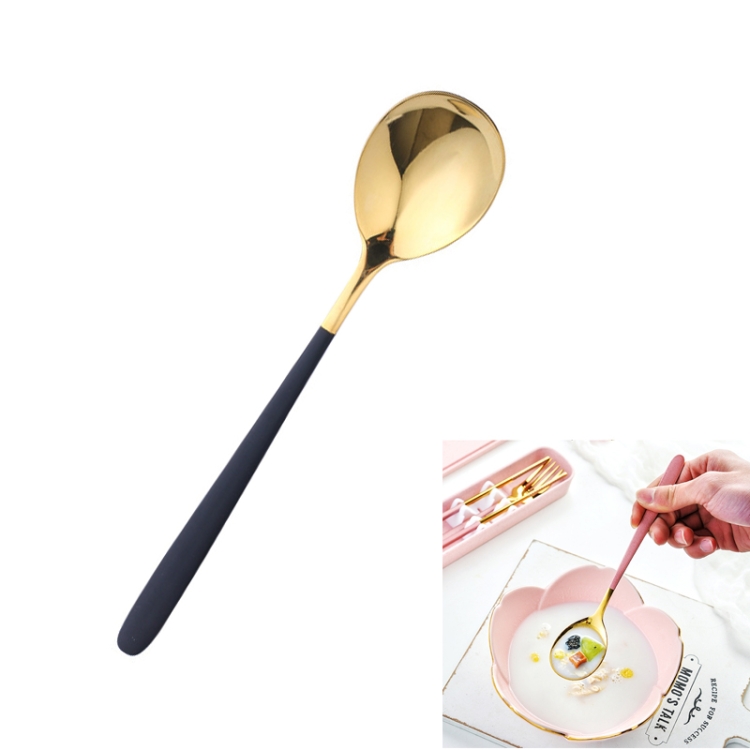 

Simple Stainless Steel Titanium Plated Rice Spoon, Color:Gold Black