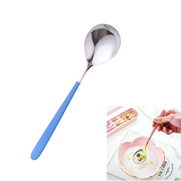 

Simple Stainless Steel Titanium Plated Rice Spoon, Color:Silver Blue
