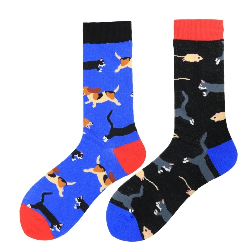 

3 Pairs Trendy Asymmetric Fashion Medium Tube Colorful Skateboard Male Socks, Type:1982-2(EUR 39-46)