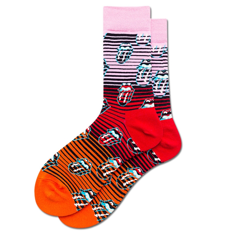 

3 Pairs Autumn And Winter Cotton Cartoon Long Tube Men And Women Couple Socks, Type:Striped Tongue(EUR 39-46)