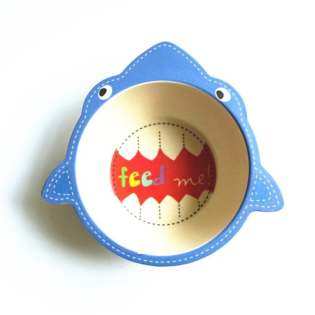

Children Bowl Environmental Bamboo Fiber Bowl Cartoon Dishes Baby Feeding Tableware(shark)