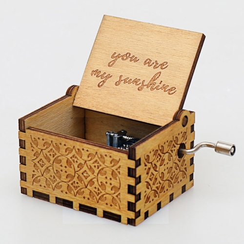 

Retro Wooden DIY Music Box Mini Hand-cranked Creative Music Box(You Are My Sunshine)