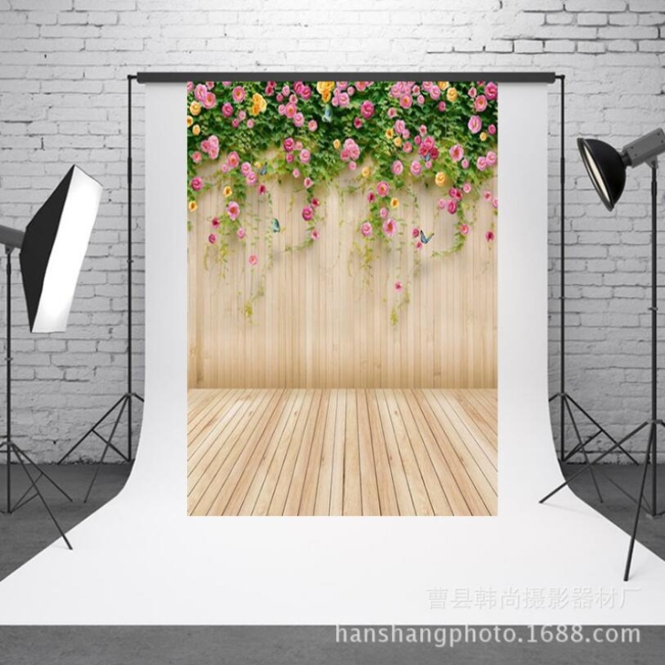 

1.5m x 2.1m Simulation Wood Plank Flower Wall Photo Props Photography Background Cloth