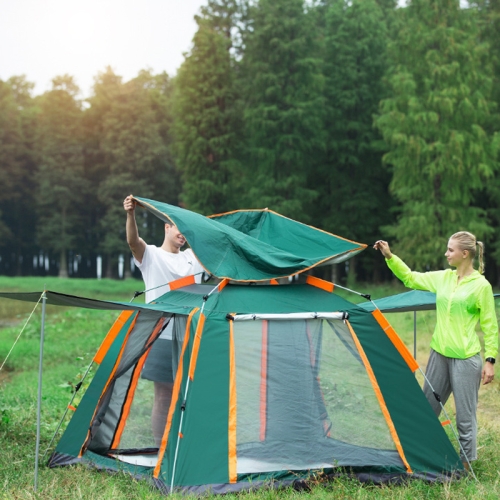 

Outdoor 3-4 People Beach Thickening Rainproof Automatic Speed Open Four-sided Camping Tent, Style:Upgraded Large Vinyl(Dark Green)