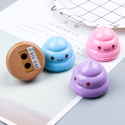 

2 PCS Double Hole Stationery Cute Pencil Sharpeners Funny Emoji Poop Student Kids Gift School Supplies, Random Color