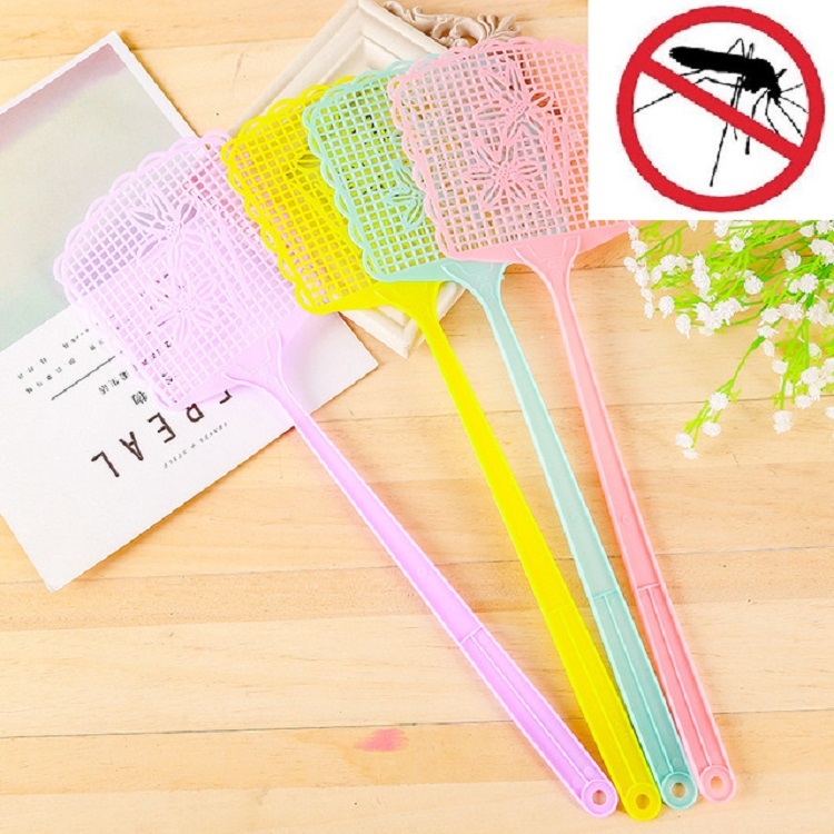 

10 PCS Plastic Printed Fly Swatter，Random Color Delivery