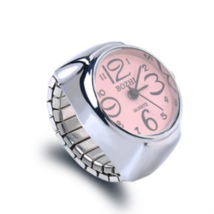 

2 PCS Creative Fashion Alloy Silver Shell Disc Watch Ring(Pink)
