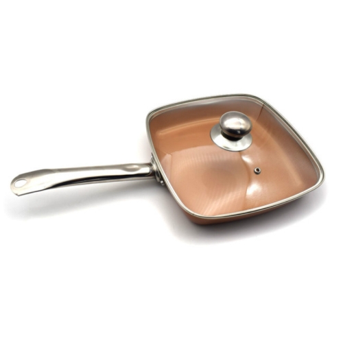 

CX-009 10-inch Copper Wire Frying Pan Aluminum Pan, Style:With Cover