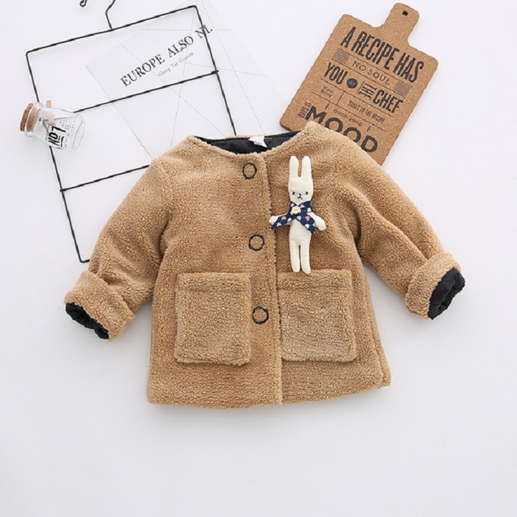 

Spring and Autumn Fleece Thicken Warm Bunny Decoration Jacket Girls Clothing, Tag Size:120cm(Yellow)