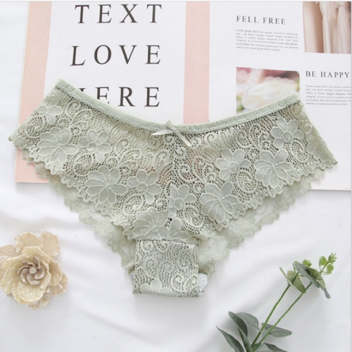 

Full Lace Sexy Jacquard Seamless Underwear(Green)