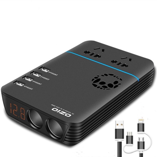 

OZIO 200W Car Inverter 12V/24V To 220V USB Socket Fast Charging Pressure Switch, Model:12V I20-D
