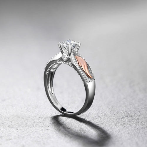 

Sample Style Zircon Angel Of Wing Part Rose Gold Ring Alloy Double Color Crystal Ring, Ring Size:9