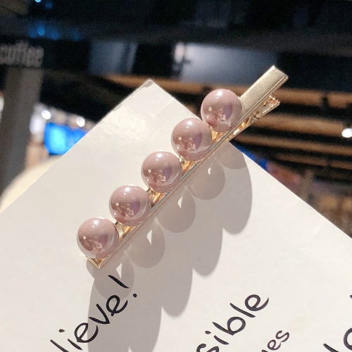 

2 PCS Fashion Imitiation Pearl Hair Clip Girls Handmade Pearl Flowers Hairpins(Light purple duckbill clip)
