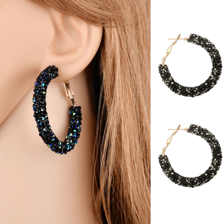 

Fashion Zircon Hoop Frosted Earrings for Woman(Black)