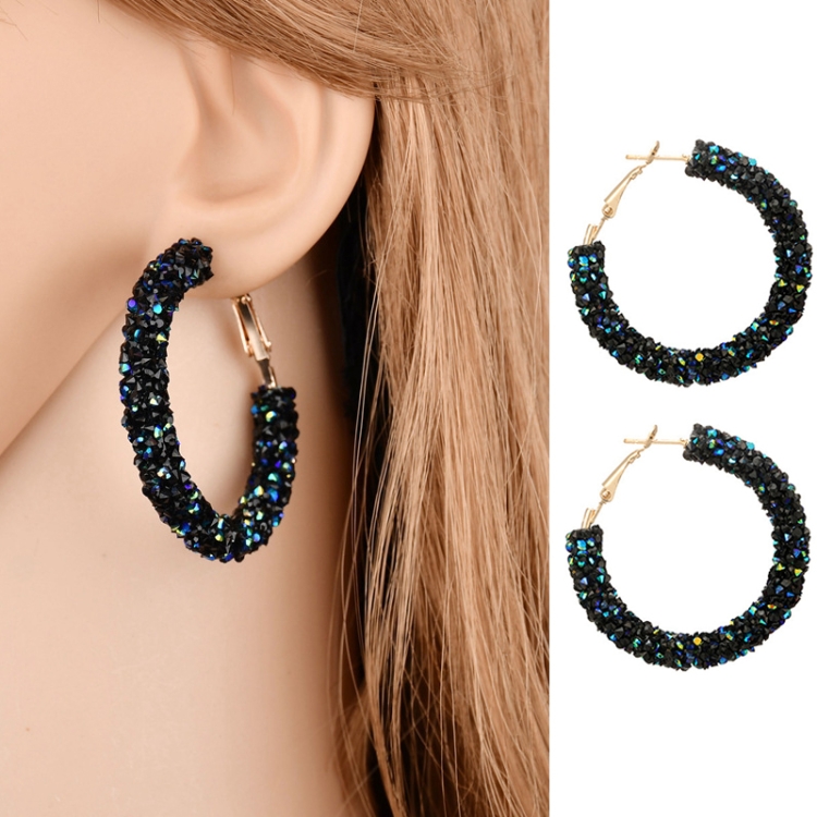 

Fashion Zircon Hoop Frosted Earrings for Woman(Blue)