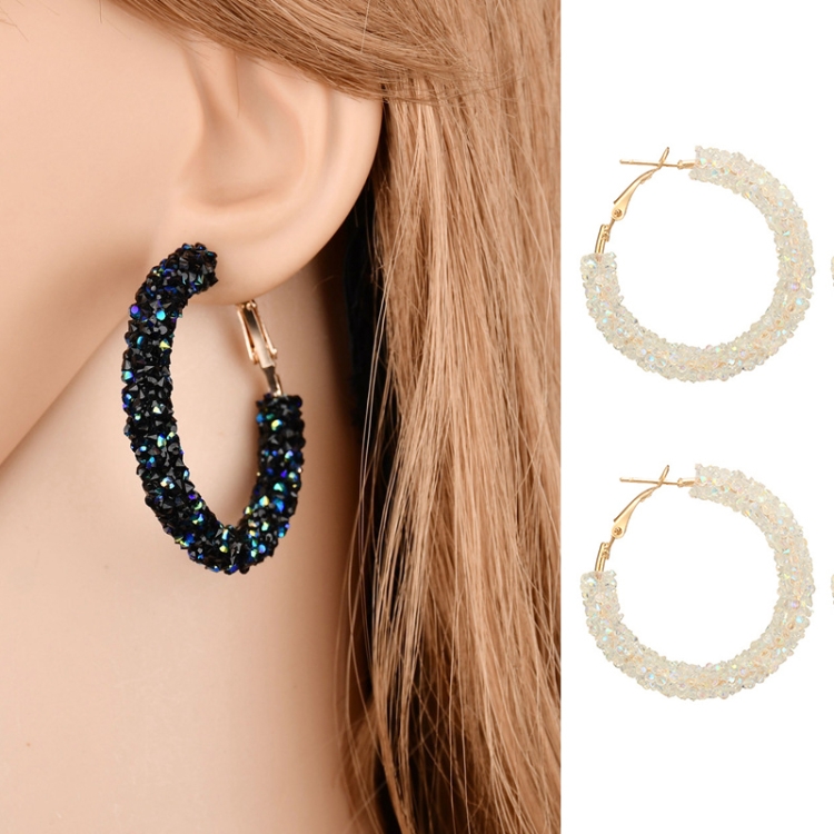 

Fashion Zircon Hoop Frosted Earrings for Woman(White)
