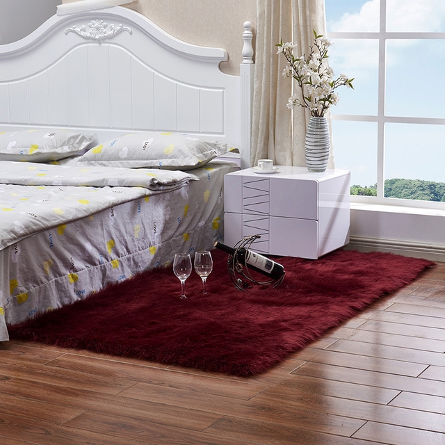 

Luxury Rectangle Square Soft Artificial Wool Sheepskin Fluffy Rug Fur Carpet, Size:70x180cm(Wine Red)