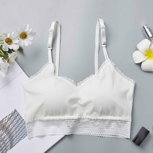 

Women Tube Tops Beauty Back Lace Floral Padded Bras, Size:One Size(White)