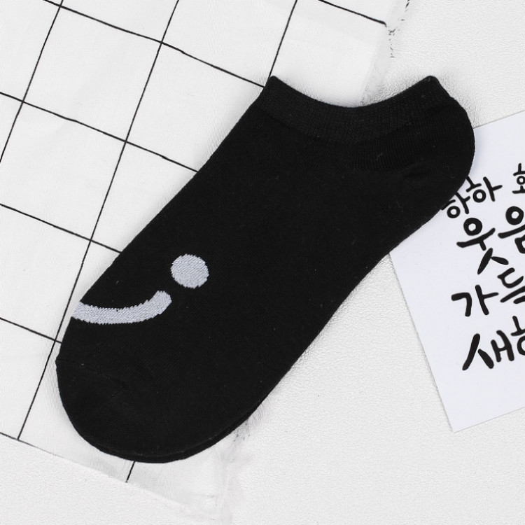 

Cotton Smiley Ladies Sports Socks Sailboat Socks, Size:One Size(Black)