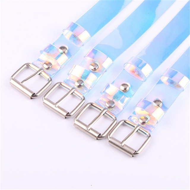 

Fashion Women Cute Transparent Belt Casual Buckle Waist Ladies Punk Leather Belts(90cm)