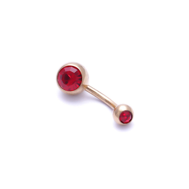 

Human Perforated Jewelry Electroplated Gold Double-drilled Umbilical Ring Czech Drill Umbilical Nails Thick Rod Earrings Punk Style(Red)