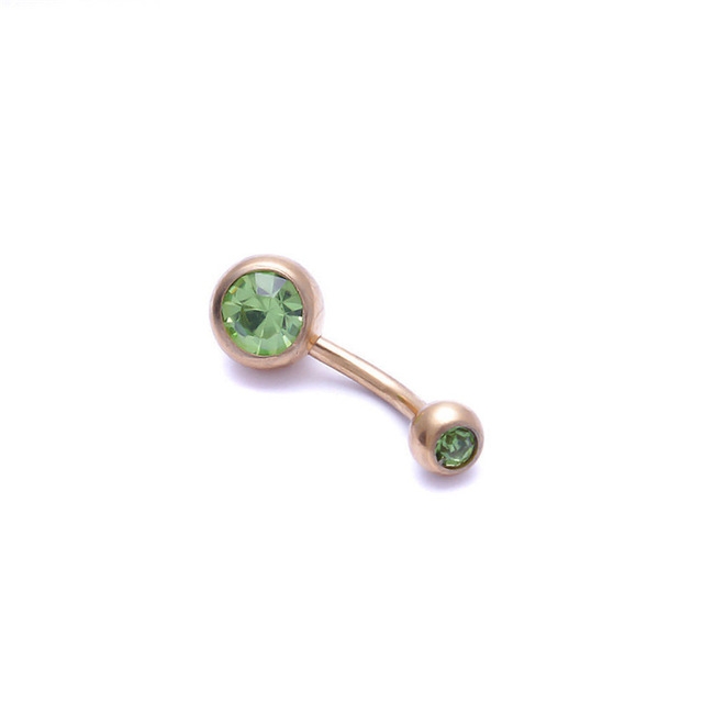 

Human Perforated Jewelry Electroplated Gold Double-drilled Umbilical Ring Czech Drill Umbilical Nails Thick Rod Earrings Punk Style(Green)