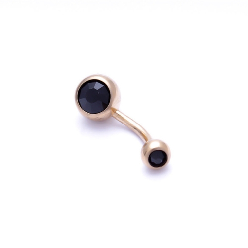 

Human Perforated Jewelry Electroplated Gold Double-drilled Umbilical Ring Czech Drill Umbilical Nails Thick Rod Earrings Punk Style(Black)