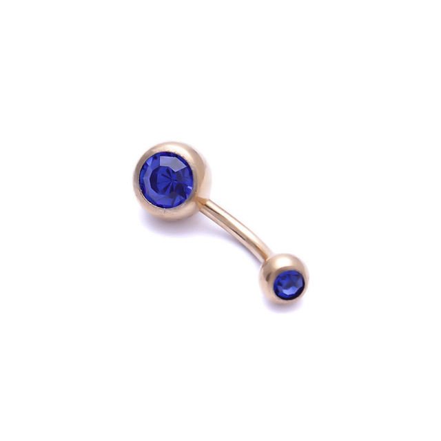 

Human Perforated Jewelry Electroplated Gold Double-drilled Umbilical Ring Czech Drill Umbilical Nails Thick Rod Earrings Punk Style(Navy Blue)