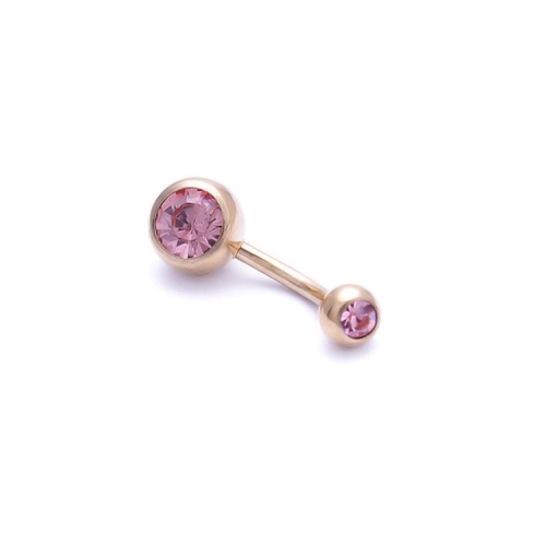 

Human Perforated Jewelry Electroplated Gold Double-drilled Umbilical Ring Czech Drill Umbilical Nails Thick Rod Earrings Punk Style(Pink)