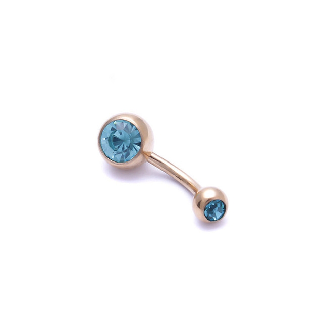 

Human Perforated Jewelry Electroplated Gold Double-drilled Umbilical Ring Czech Drill Umbilical Nails Thick Rod Earrings Punk Style(Lake Blue)