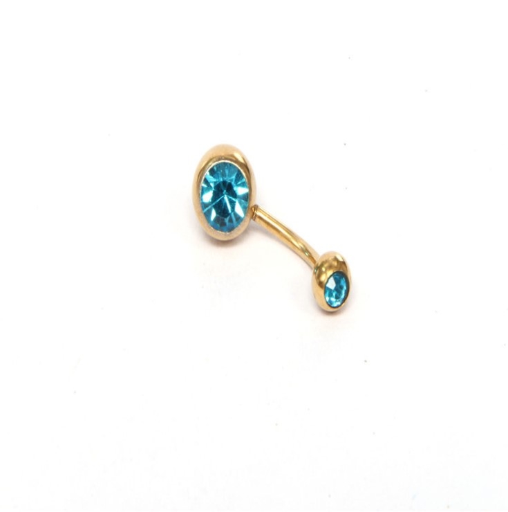 

Human Perforated Jewelry Electroplated Gold Double-drilled Umbilical Ring Czech Drill Umbilical Nails Thick Rod Earrings Punk Style(light blue)
