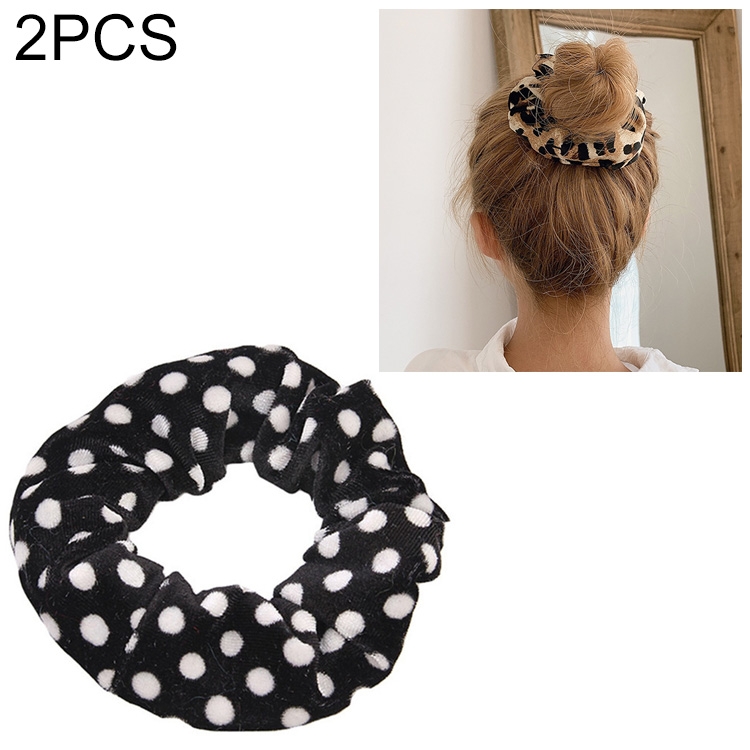 Sunsky 2 Pcs Velvet Leopard Hair Ring Gold Velvet Headband