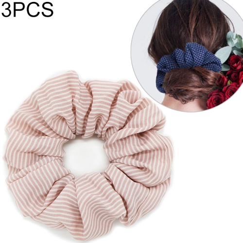 

3 PCS Fashion Girls Women Stripe Hair Scrunchie Ponytail Grip Loop Holder Stretchy Hair band(Pink)