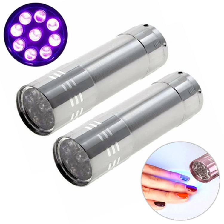 

2 PCS Nail Dryer Mini LED Flashlight UV Lamp Portable For Nail Gel Fast Dryer(Silver)