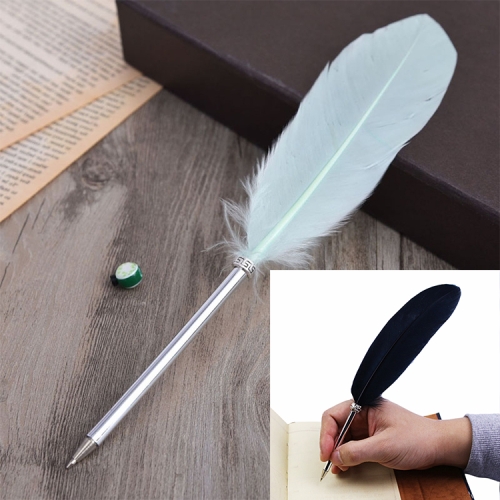 

Ostrich Feather Quill Ballpoint Pen Wedding Gift Office School Signature Pen, Length:26cm(Light Green)