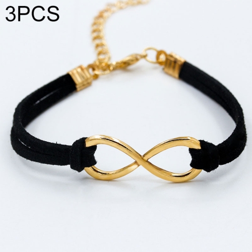 

3 PCS Women Fashion Symbol Word 8 Twine Bracelets(black)