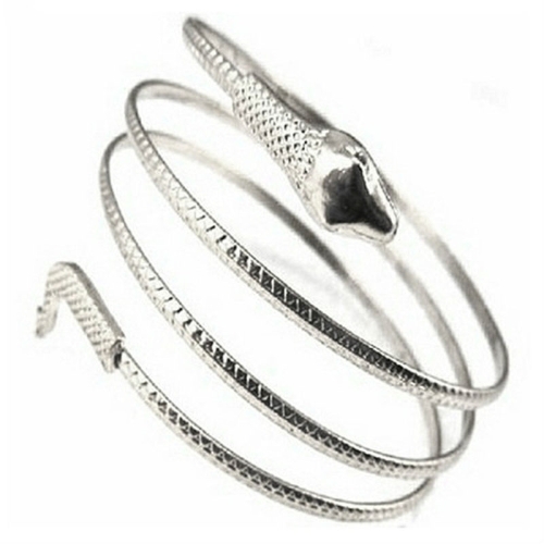 

2 PCS Punk Fashion Coiled Snake Spiral Upper Arm Cuff Armlet Bangle Bracelet(Silver)