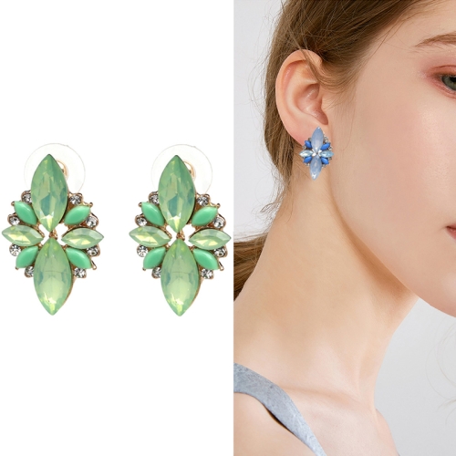 

Five-leaf Petal Crystal Earrings Pink Diamond Earrings Simple Jewelry(green)