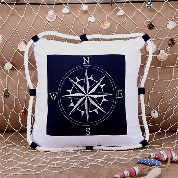 

Cotton Linen Cushion For Sofa Bedroom Home Decorative, Specification:47x47cm(Blue)