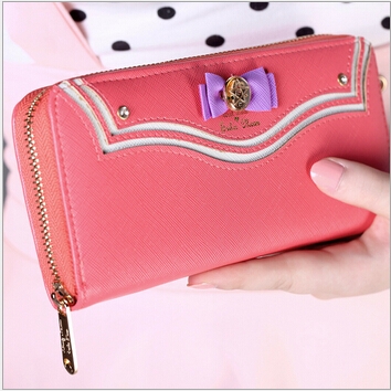 

Cute Sailor Moon Design Leather Long Wallet Women Japanese Fashion Zipper Purse Lovely Handbag Clutch(Watermelon red)