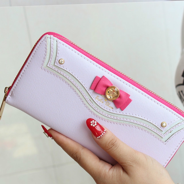 

Cute Sailor Moon Design Leather Long Wallet Women Japanese Fashion Zipper Purse Lovely Handbag Clutch(Purple)