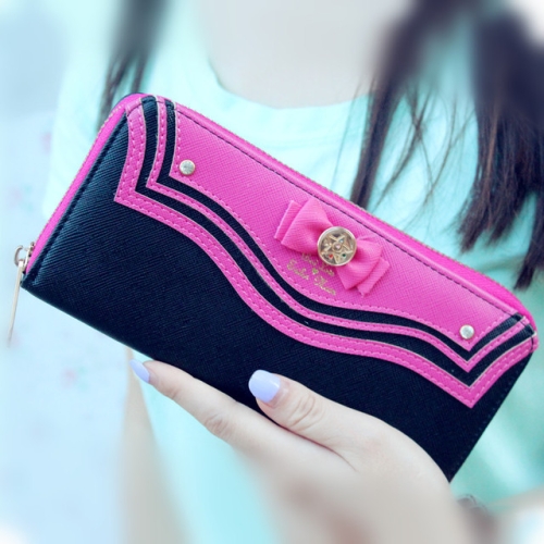 

Cute Sailor Moon Design Leather Long Wallet Women Japanese Fashion Zipper Purse Lovely Handbag Clutch(Black)